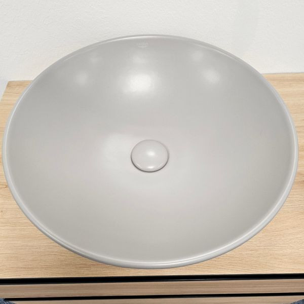 Klikk - klakk leeresztő - MATT SZÜRKE - porcelán - túlfolyó NÉLKÜLI mosdókagylóhoz - 5/4" - Ø 73 mm