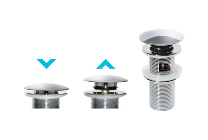 Klikk - klakk leeresztő - KEREK - KRÓM - túlfolyó NÉLKÜLI modókagylóhoz 5/4" - Ø 67 mm