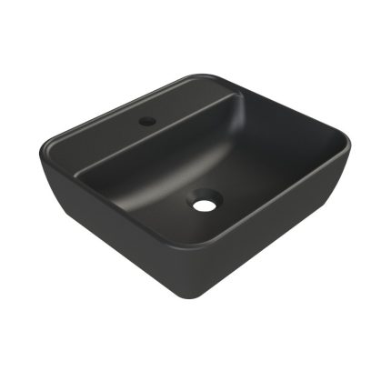 CeraStyle ONE - PULTRA ültethető - Top Counter - porcelán mosdó - - MATT FEKETE - 46 x 42 cm
