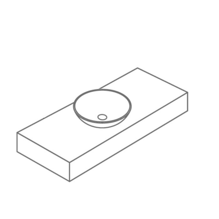 CeraStyle ONE - PULTRA ültethető - Top Counter - porcelán mosdó - - MATT FEKETE - 46 x 42 cm