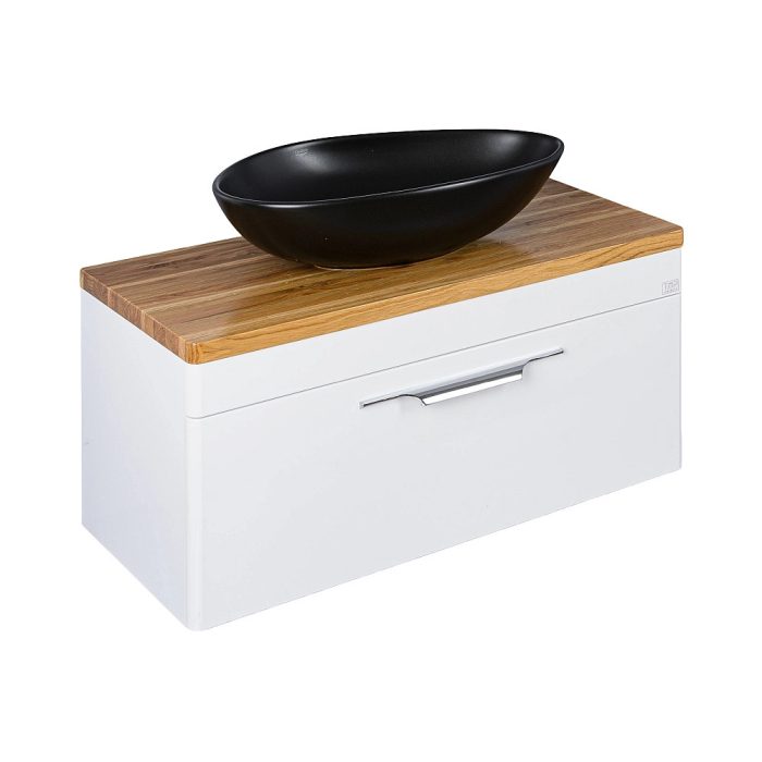 CeraStyle OLIVE - PULTRA ültethető - Top Counter - porcelán mosdó - MATT FEKETE -75 x 38 cm