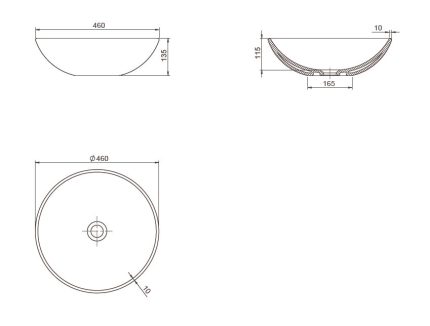 CeraStyle ZERO - PULTRA ültethető - Top Counter - porcelán mosdó - O - MATT FEKETE - Ø 46 cm