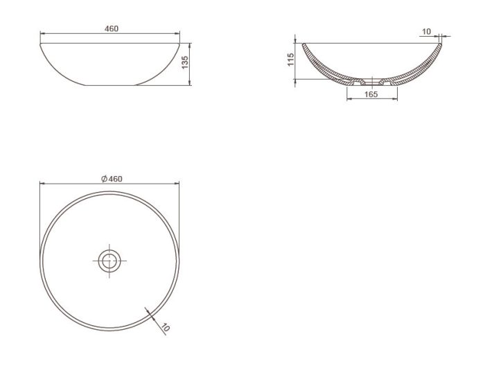 CeraStyle ZERO - PULTRA ültethető - Top Counter - porcelán mosdó - O - MATT FEKETE - Ø 46 cm
