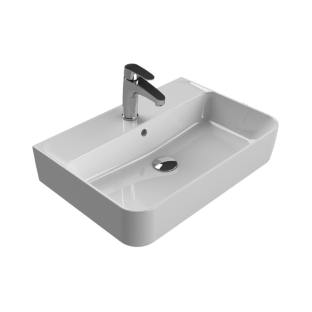 CeraStyle HERA - PULTRA ültethető - BTW - falig érő - porcelán mosdó - 60 x 42 cm